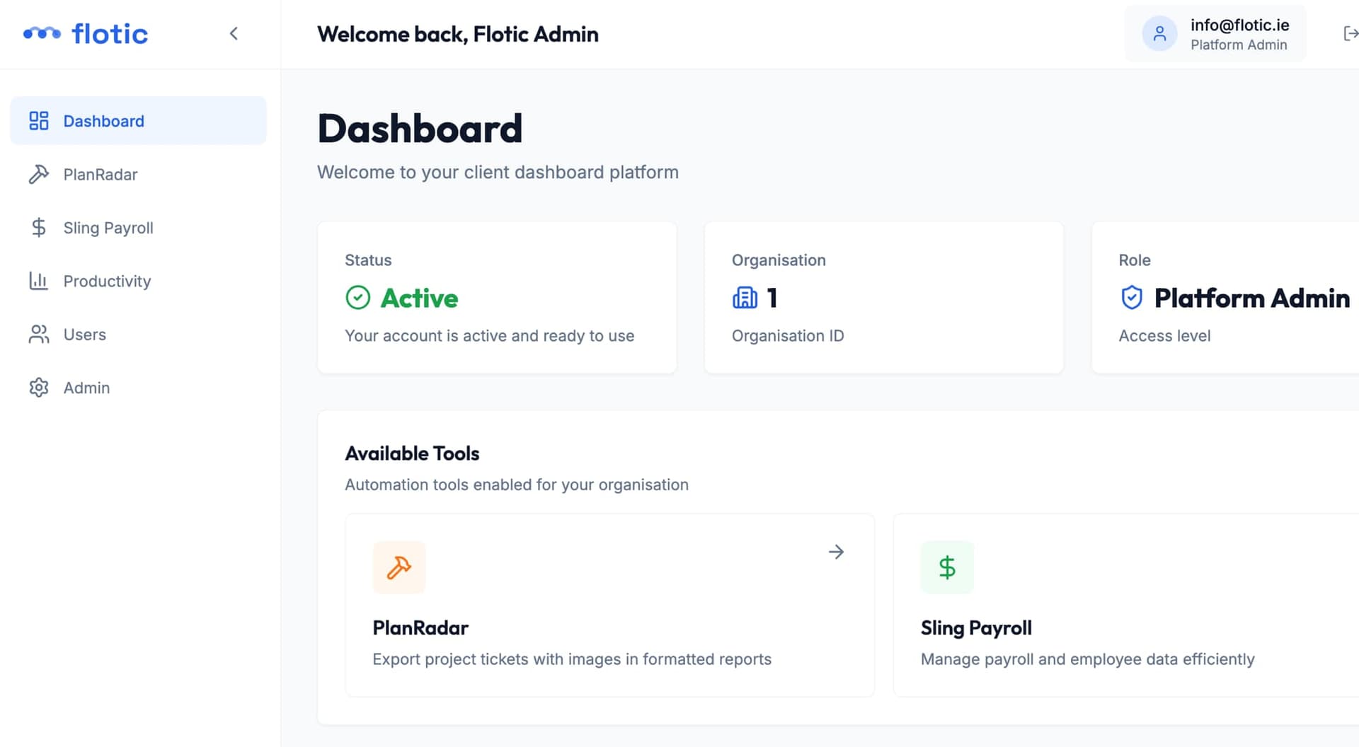 Client Dashboard Portal - Unified tool access